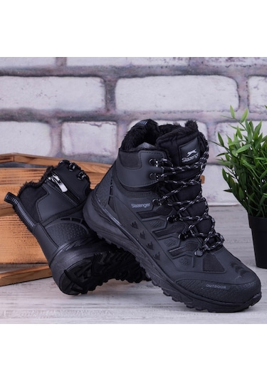 Slazenger 4k Erkek Kışlık Bot Fermuarlı Bilek Üzeri Bot Siyah Siyah