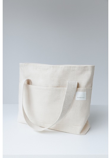 Yunusoğlu Home Kadın Krem El, Omuz Ve Plaj Çantası. Kanvas Çok Amaçlı Kullanım Çanta Krem