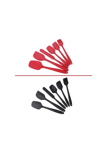 Kırmızı Wıkhostar 6 Parça Silikon Spatula Seti Gıda Sınıfı Yapışmaz Isıya Dayanıklı Spatula Turner Pişirme Pişirme Karıştırma Pişirme Araçları