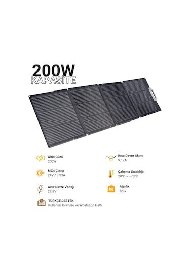 200w Katlanabilen Taşınabilir Yüksek Verimli Güneş Enerjisi Şarj