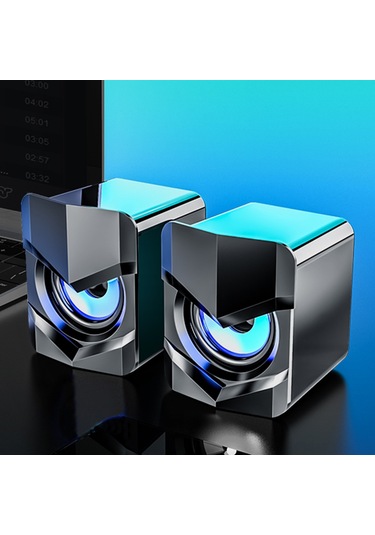 Geeksen V-158 Usb Beslemeli 3.5mm Sesli Bilgisayar Hoparlörü - Hıfı Stereo, Zengin Bas, Işık Özelliği, Siyah