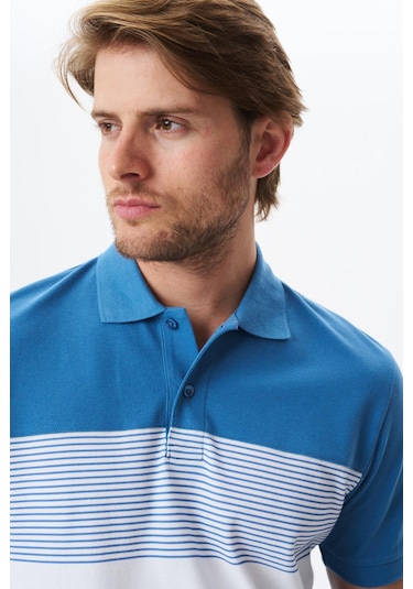 Arma Erkek Regular Fit Çok Renkli % 100 Pamuk Pike Polo Yaka Tişört Y29374355002 Mavi