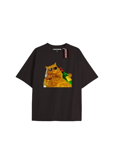Adrift Energetic Baskılı Oversize Kalıp Unisex T-shirt Siyah