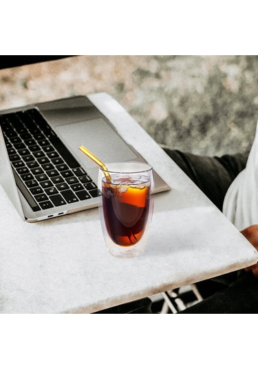 Xiyyadms 350ml Borosilikat Cam, Isı Dayanıklı Çift Duvarlı, Soğuk-ısıtma Saklar, Ev-ofis Restoran Kullanıma Uygun