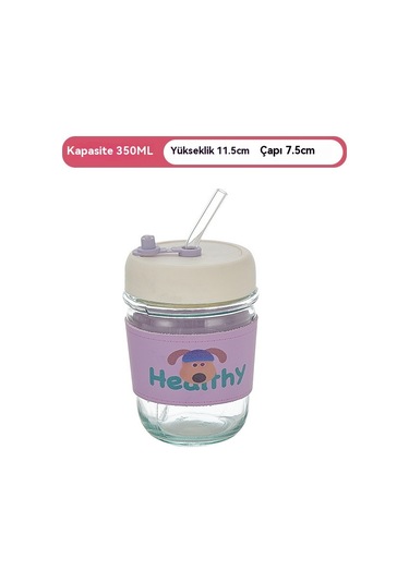 Jian Fan İnterneti Karikatür Cam Hasır Fincan Cam Kupa Kupa Pembe Pembe