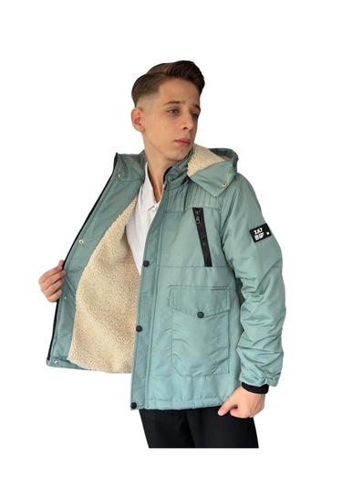 Erkek Çocuk Fermuar Torba Cepli Fermuar Çıtçıt Kapamalı Peluş Astarlı Kapüşonu Çıkabilen Yeşil Mont Yeşil Erkek Çocuk Fermuar Torba Cepli Fermuar Çıtçıt Kapamalı Peluş Astarlı Kapüşonu Çıkabilen Yeşil Mont Yeşil