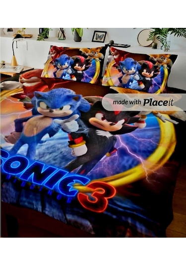 Özel Tasarım Çocuk,tek Kişilik Nevresim Takımı 160x240 Cm Sonıc3