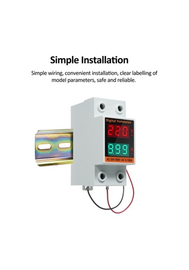 Trendooze Tek Fazlı Din Raylı Enerji Sayacı - 500v 0-99.9a, Akım Ve Voltaj Ölçüm Cihazı