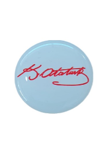 K.atatürk İmzalı Yuvarlak Etiket Damla Sticker Kırmızı 3cm