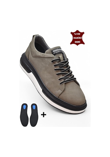Tab1224 Ortopedik Taban Hakiki Deri Erkek Ayakkabı Casual Günlük Erkek Ayakkabı Gri