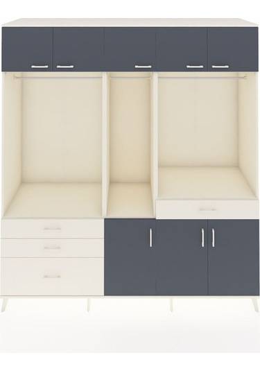 Kronos Dolap 8 Raflı 4 Çekmeceli 3 Askılı 220x59x243 Aytaşı-antrasit/aytaşı Antrasıt/aytası