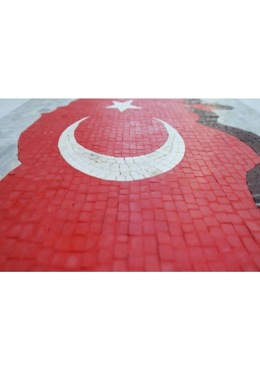 Mozaık Türk Bayrağı Mermer Tablosu