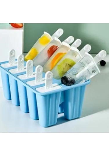 Gatherco Popsicle Kalıpları 10 Parça Popsicle Kalıpları Silikonsuz Buz Kolay Çıkarılan Popsicle Kalıbı 10 Çubuk Buz Kolay 10 Mavi