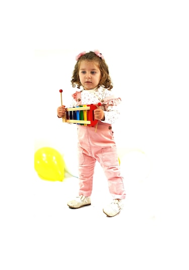 Aydodo Salopet Sweatshirt İkili Kız Pembe Bebek Takım Pembe
