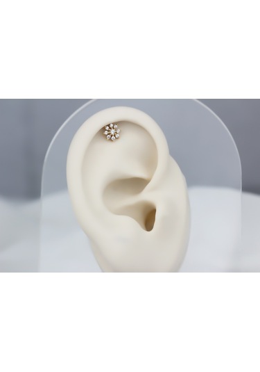 Glorria Altın Çiçek Helix Piercing (540178406) Sarı