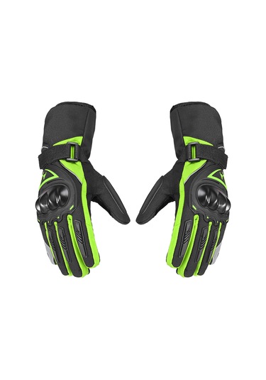 Jeehugo Kış Motosiklet Eldiveni, Gecelik Yansıtıcı, Dokunmatik Ekran, Su Geçirmez, Soğuk Hava İçin Yeşil-l