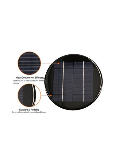 Aubyhe 6v 2w 330ma Çok Kristal Güneş Paneli, Ip65 Su Geçirmez, 19.5% Dönüşüm Verimi, 15cm Çaplı, Dıy Projeler, Eğitim, Outdoor Kullanıma Uygun