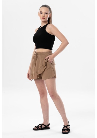 Ada Şile Bezi Yazlık Şort Etek Camel Cml-camel Camel