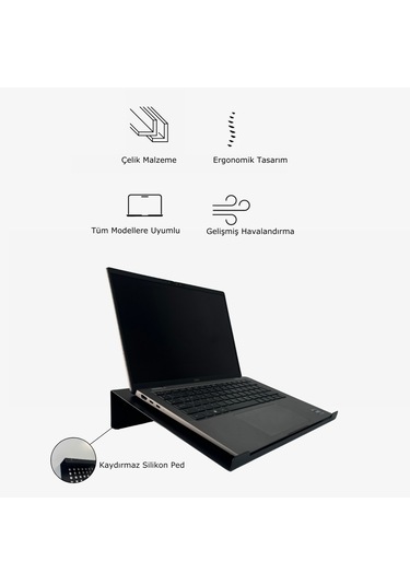 Laptop Standı Notebook Altlığı Mat Siyah