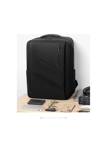 Novahub Sones Usb Şarjlı 17 Laptop Çanta, Su Geçirmez Siyah Siyah