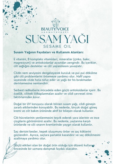 Beauty Voice Saf Susam Yağı 100 ML