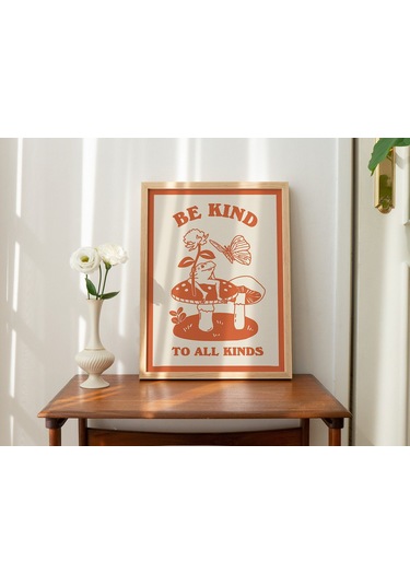 Nazik Olun Duvar, Mantar Dekoru, Sevimli Kurbağa