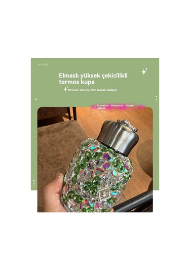 Elmaslı 304 Paslanmaz Çelik Taşınabilir Kristal Kupa Menekşe