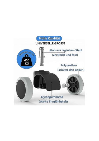5'li Ofis Koltuğu Tekerlekleri - Oyuncu Koltukları, Döner Koltuklar Ve Pr İçin 11 Mm / 22 Mm Sert Zemin Yedek Tekerlekleri Diğer
