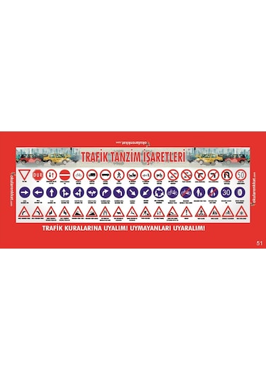Trafik Kuralları Gizil Öğrenme Lastikli Sıra Örtüsü