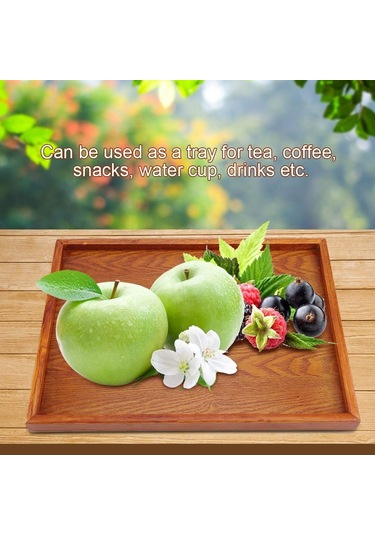 Servis Tepsisi, Dikdörtgen Ahşap Çay Tepsisi Otel Ev Mutfak Tepsileri Atıştırmalık Tepsisi Kahvaltı Tepsisi Gıda Saklama Kabı 36 27cm
