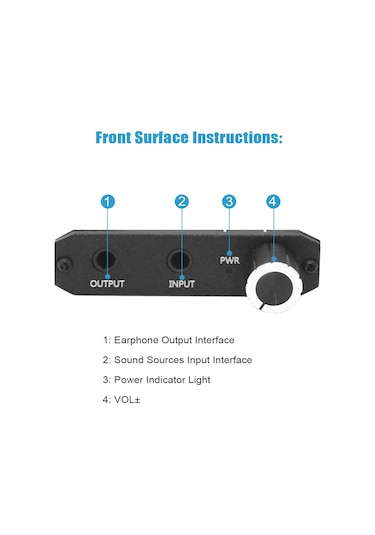 Shineyee Alüminyum Kasa Taşınabilir Kulaklık Amfi Hifi Ses Kalitesi Artırıcı 1000mah 3.5mm Giriş/çıkış Siyah