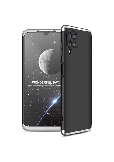 Samsung Uyumlu Galaxy M22 Kılıf Zore Ays Kapak Siyah-Gri