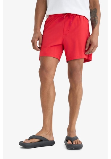Defacto Defactofit Sporcu Baskılı Esnek Dokulu Kısa Boy Deniz Şortu B5952ax25hsrd286 Kırmızı