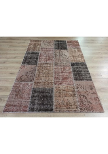 Çam Halı Pw928 Kahve El Dokuma Patchwork Yün Halı - 160x230