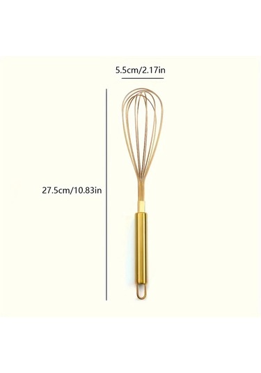 Sunshine011 Altın Paslanmaz Çelik Balon Çırpıcı, Yapışmaz Tencere İçin Isıya Dayanıklı Mutfak Aleti Altın