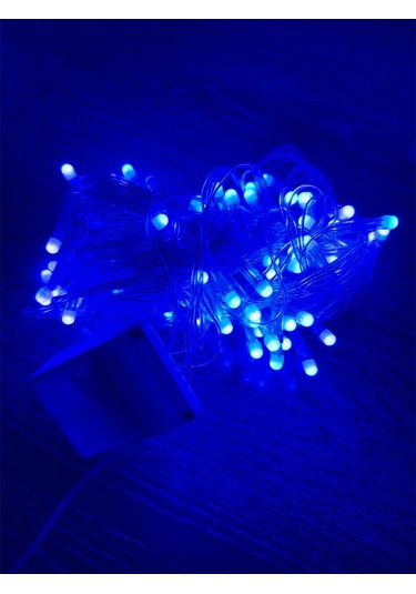 10m 100 Led Damla Uçlu Mavi Işık Şeffaf Kablo Mz-17-6 Çok Renkli