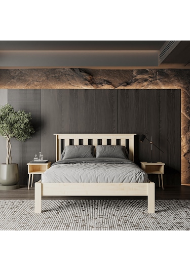 Shark New Ahşap Vernik Karyola Kolay Kurulum-730 Çift Kişilik