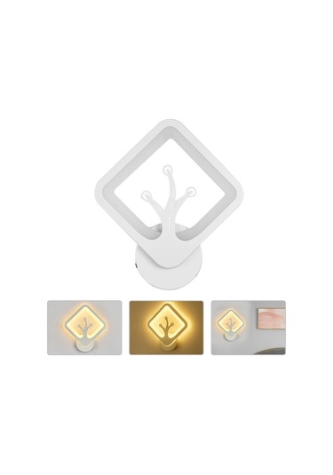 Hangfox 12w Led Duvar Lambası 3000k Sıcak Işık 85-265v Geniş Voltaj Akrilik Demir Beyaz Tip 3066 Sıcak Beyaz