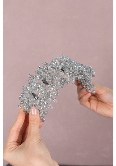 FdayAksesuar Kadın En Güzel Gelinlere Özel Barbara Kristal Boncuklu Gelin Saç Aksesuarı FRDY31660