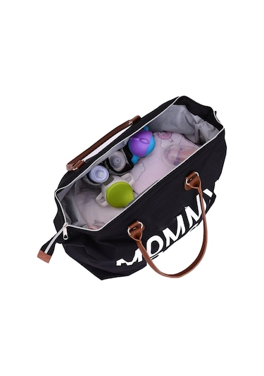 Baby Mom Bizoon 258 Termal Biberon Cepli Anne Bebek Bakım Çantası 43 x 33 CM Siyah