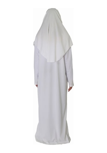 Beyaz Fermuarsız Namaz Elbisesi Beyaz