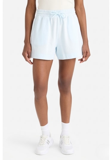 Soft&Basic Kadın Rahat Kalıp Cepli Beli Lastikli Kısa Paça Mavi Şort