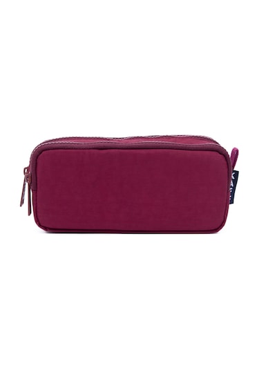 01105 Krinkıl Kumaş Bordo Suya Dayanıklı Çift Bölmeli Gözlü Kalemlik Kalem Kutusu