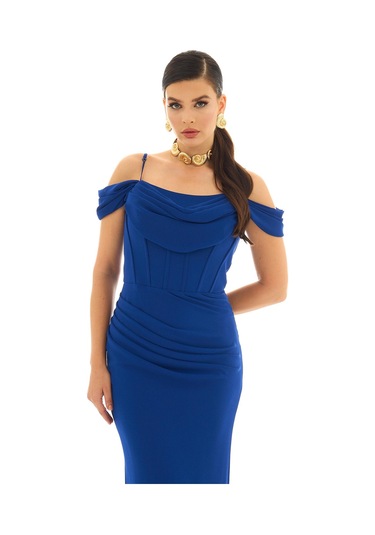 Carmen Kadın Askılı Uzun Şifon Abiye Elbise 58464 Saks Saks