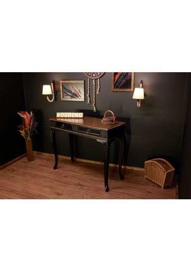 Wooding 120 Cm Masif Ceviz Siyah Oymalı Dresuar Siyah