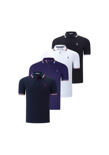 Dörtlü Set T8594 Dewberry Erkek T-shırt-siyah-beyaz-lacivert-mor Siyah-beyaz-lacivert-mor