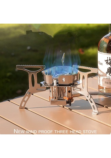 Rüzgar Geçirmez Gazlı Isıtıcı Taşınabilir Üç Çekirdekli Seyahat Ocağı Çok Renkli