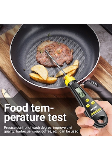 Aneng 2'si 1 Arada Abs + Paslanmaz Çelik Dijital Ekran Elektronik Mutfak Termometresi Gıda Ağırlığı Ölçme Kaşığı - Siyah