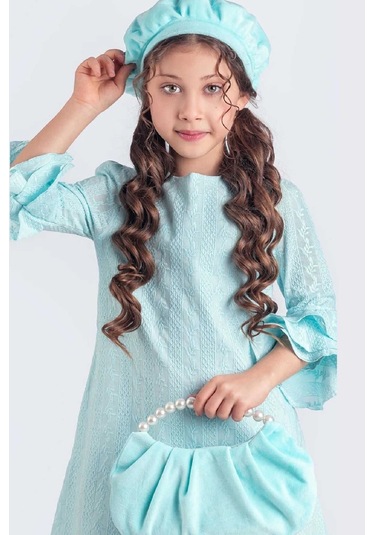 Valon Kesim Elbise Şapkalı Çantalı Mint Yeşil