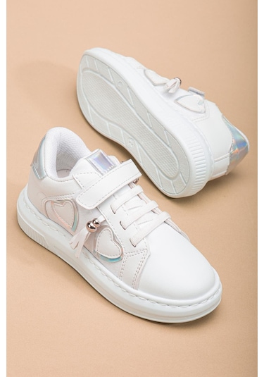 Kız Çocuk Spor Ayakkabı Beyaz Yan Püskül Dikişli Taban-3624 Beyaz